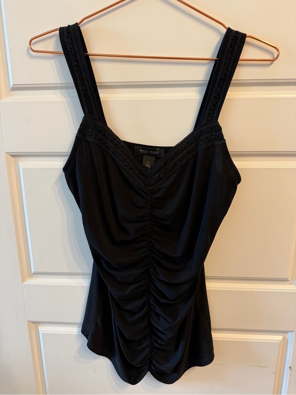 WHBM Black Ruched Camisole Tank